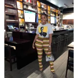 Color stripe knitted hollow jacquard fashion pile pants flared pants