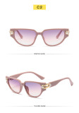 Advanced and luxurious women's sunglasses trend new pearl small frame sunglasses fashion retro cat eyes modern glasses