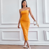 Sexy bra and buttock skirt Solid color dress Beach skirt