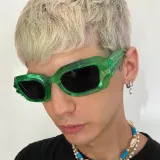 Fashionable sunglasses Individualized groove leg square small frame glasses Men and women cool driving sunglasses