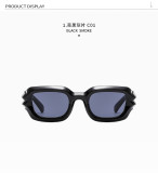 Fashionable sunglasses Individualized groove leg square small frame glasses Men and women cool driving sunglasses