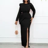 Large women's mesh patchwork dress long dress
