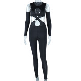 Tight jumpsuit Fashion sexy cut-out long-sleeved jumpsuit for women