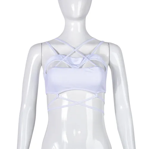 Cut-out navel revealing personality sexy hot girl bra top