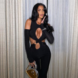 Tight jumpsuit Fashion sexy cut-out long-sleeved jumpsuit for women