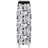 Women's abstract human facial features print niche trend high waist split slim skirt long skirt