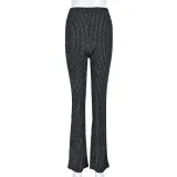 Sexy Slim Fit Wrap Hip Silver Silk Pants Casual Pants