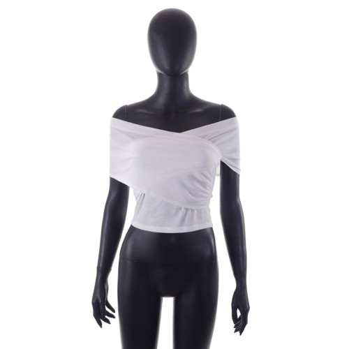 Irregular rib bra with navel exposed sexy vest top T-shirt