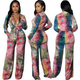 Casual fashion digital printing suit two-piece set