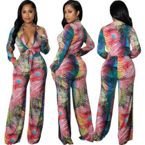 Casual fashion digital printing suit two-piece set