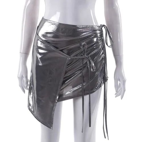 Solid color gilded sexy pleated bandage slimming buttock skirt
