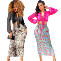 Sexy and fashionable digital printing loose patchwork two-piece set