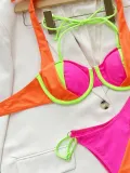 Solid sexy bikini women's split swimsuit with steel to bikini
