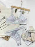 Women's split swimsuit Bikini solid color bright swimsuit