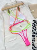 Solid color one-piece swimsuit sexy drawcord bikini