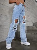 Women's fashion trend hole denim