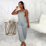 Lace-up sexy new women's dress solid color backless trend loose strap jumpsuit