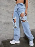 Women's fashion trend hole denim