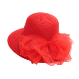 Organza basin hat Korean version bowknot mesh sunshade hat Children's summer outing sunscreen sun hat sandal