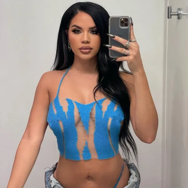 Fashion sexy cut-out backless neck lace up bra top