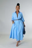 Women's dress fashion micro elastic shirt skirt waist loose long-sleeved skirt