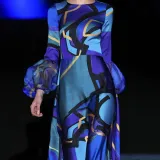 Blue Mid-raist Hepburn Style Commuter Dress Print Dress
