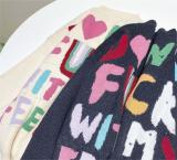 Colorful letter jacquard sweater slouchy loose versatile warm knit top