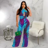 Sleeveless sexy strapless printed jumpsuit