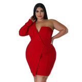 Large Spicy Girl Women's Solid Color Tight Sexy Dress Dress