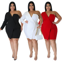 Large Spicy Girl Women's Solid Color Tight Sexy Dress Dress