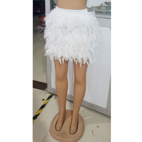Women's half skirt feather skirt short skirt sexy party dance fur skirt