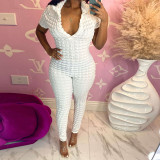 High elastic popcorn cloth sexy jumpsuit