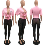 Fashion sexy mesh pants with two sets
