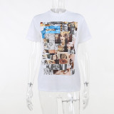 Featured portrait print Spicy Girl loose casual t-shirt loose versatile short-sleeved top