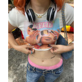 Basic round-neck printed Spicy Girls' navel top fashion casual versatile t-shirt