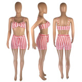 Sexy digital printed check suit two-piece set