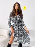Fashion printed multicolor long-sleeved dress