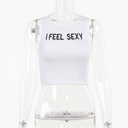 Short letter-printed Spicy Girl Tank Top Slim Fit Versatile Casual T-shirt Top