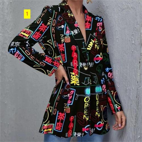Fashion trend printed women's suit coat
