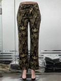 Spliced high-waist camouflage street trendy split casual pants