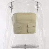 Workwear style retro bra vest versatile short exposed navel top