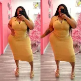 Large dress Solid V-neck Fashion dress