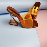 Fashion color crystal heel sandals transparent heel color PVC characteristic sandals