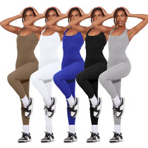 Solid High Waist Tight Sports Yoga Bodysuit