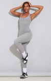 Solid High Waist Tight Sports Yoga Bodysuit
