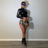 Women's Fashion Personality Street Shot Digital 3D Print High Waist Slim Fit Skirt