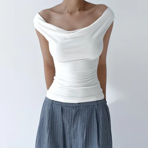 Solid Swing Neck Sleeveless Open Back Lace Up Sexy Tank Top T-shirt