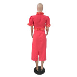Lace Dress Medium Sleeve Long Bubble Sleeve Modified Slim Fit Cheongsam Dress