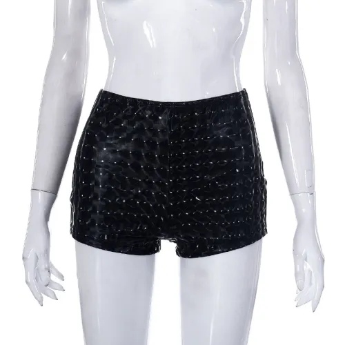 Fashion PU Lingge casual pants and shorts