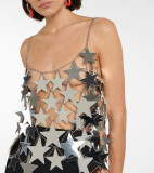 Hollow out glittering beaded pentagonal star pendant skirt